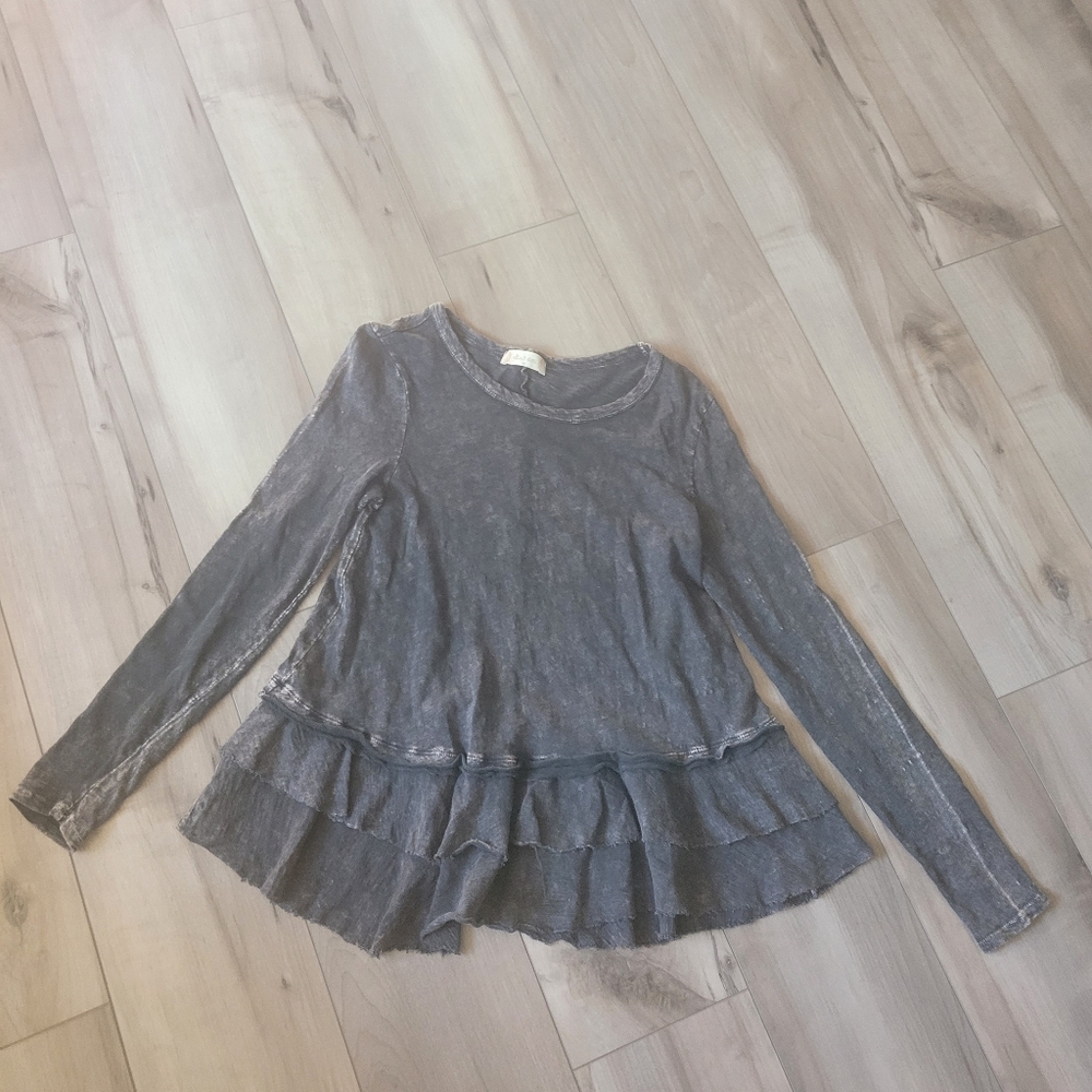 Altrd State Long Sleeve Ruffled Top - Gray
